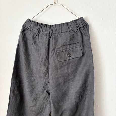 Hands of creation 40/-Linen 綾織り黒染めオーバーダイ ワークパンツ
