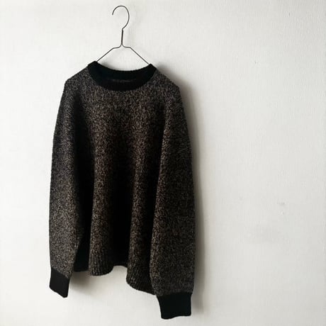 qiri　wool cashmere mix color crewneck knit・dark mix