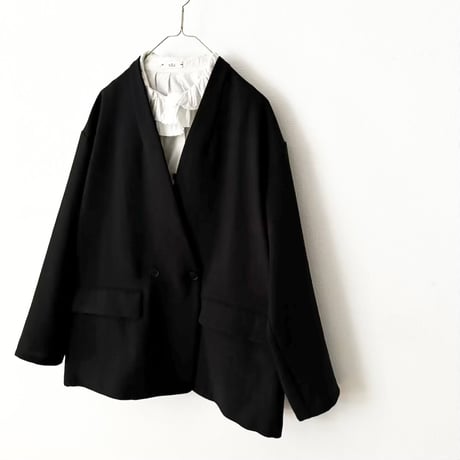 yuni リネンポリエステル DOUBLE COCOON NO COLLAR JACKET