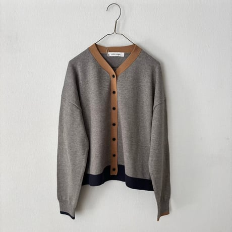atelier naruse  cotton wool V neck cardigan・gray(multi color)