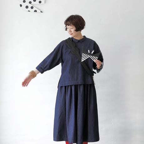 dot to dot デニムセットアップ　 5分袖ブラウス&キュロットパンツ