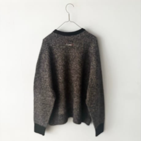 qiri　wool cashmere mix color crewneck knit・dark mix