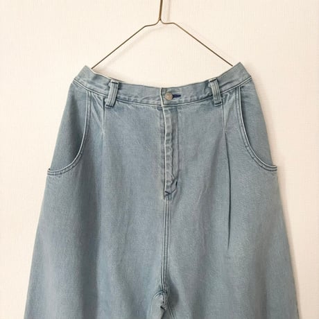 atelier naruse   cotton denim tuck pants・vintage wash