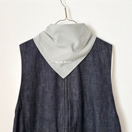 オールドマンズテーラー SILK COTTON BLOCK&GINGHAM SCARF・Blue