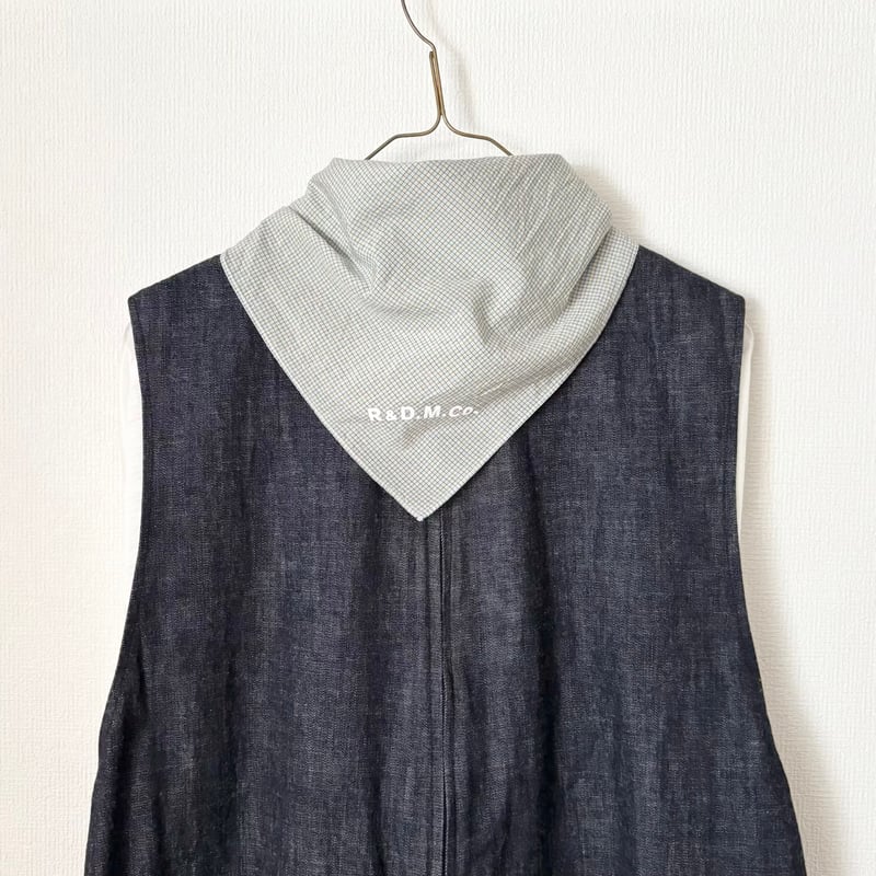 オールドマンズテーラー SILK COTTON BLOCK&GINGHAM SCARF・Blu