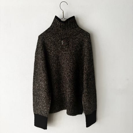 qiri　wool cashmere mix color turtleneck knit・dark mix