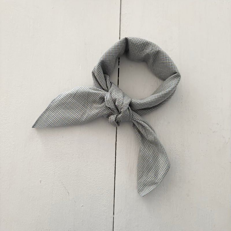 オールドマンズテーラー SILK COTTON BLOCK&GINGHAM SCARF・Blu