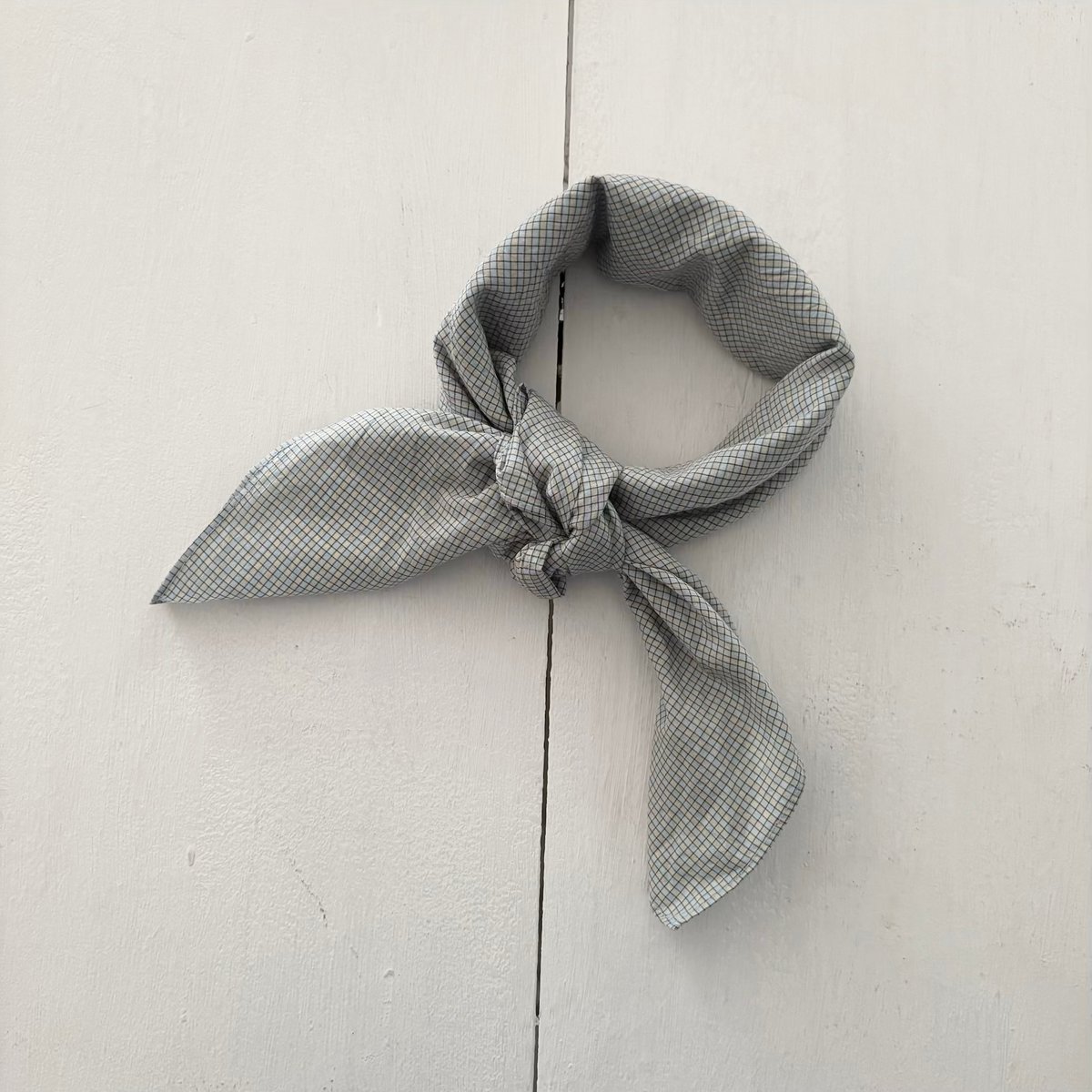 オールドマンズテーラー SILK COTTON BLOCK&GINGHAM SCARF・Blu