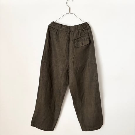 Hands of creation 40/-Linen 綾織り黒染めオーバーダイ ワークパンツ