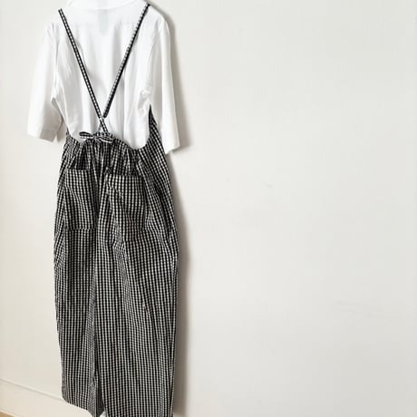 yuni コットンキュプラギンガム サロペット