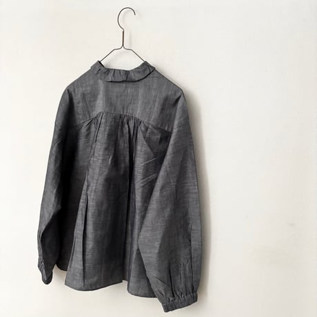 Hands of creation 80/-強撚クラシック バイオスラブ タックフリルブラウス