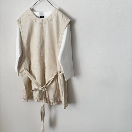 buoy buoy  8オンスDENIM HEM FRILL VEST・KINARI