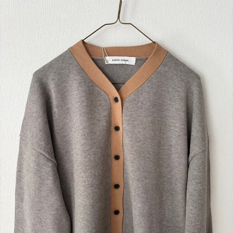 atelier naruse  cotton wool V neck cardigan・gray(multi color)