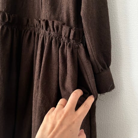 atelier naruse ウールコットンミニ千鳥チェック カットオフワンピース
