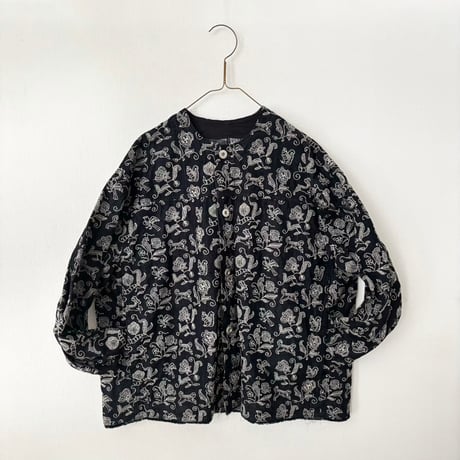 qiri  Arcadia embroidery denim jacket ・navy×beige