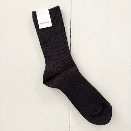 homspun 綿コーマ 糸起毛リブソックス