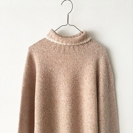 qiri　wool cashmere mix color turtleneck knit・light mix