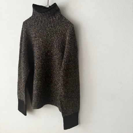 qiri　wool cashmere mix color turtleneck knit・dark mix