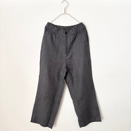 Hands of creation 40/-Linen 綾織り黒染めオーバーダイ ワークパンツ