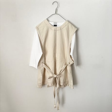 buoy buoy  8オンスDENIM HEM FRILL VEST・KINARI