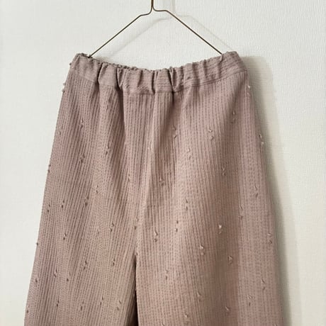 qiri   sashiko  jacquard  pants  ・dusty pink