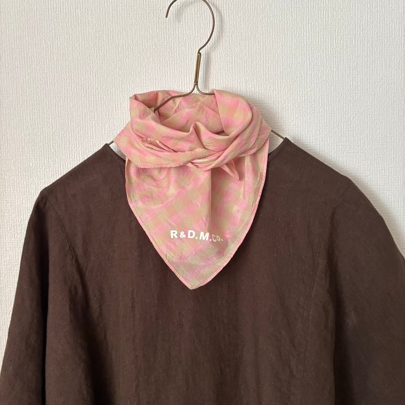 オールドマンズテーラー　ホリデーシーズン　シルクスカーフ　未使用　レア オールドマンズテーラー SILK COTTON BLOCK&GINGHAM SCARF・Pin