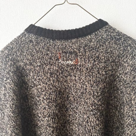 qiri　wool cashmere mix color crewneck knit・dark mix