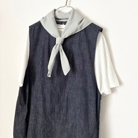 オールドマンズテーラー SILK COTTON BLOCK&GINGHAM SCARF・Blue
