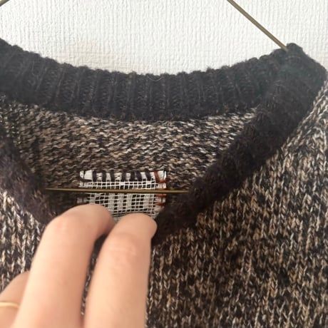 qiri　wool cashmere mix color crewneck knit・dark mix