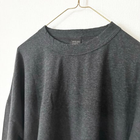 homspun 30/1天竺 BIGロングスリーブTシャツ・TOPダークチャコール