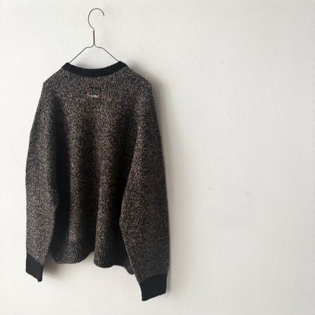 qiri　wool cashmere mix color crewneck knit・dark mix