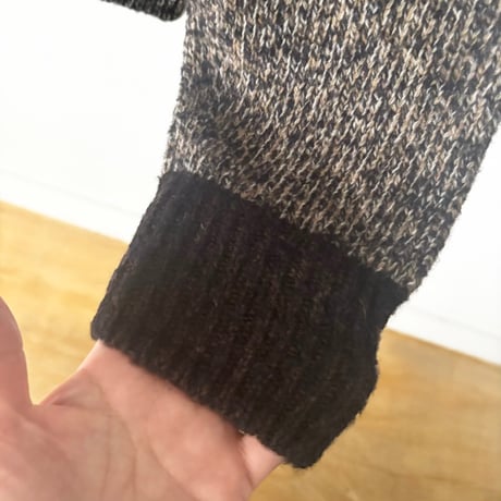 qiri　wool cashmere mix color crewneck knit・dark mix