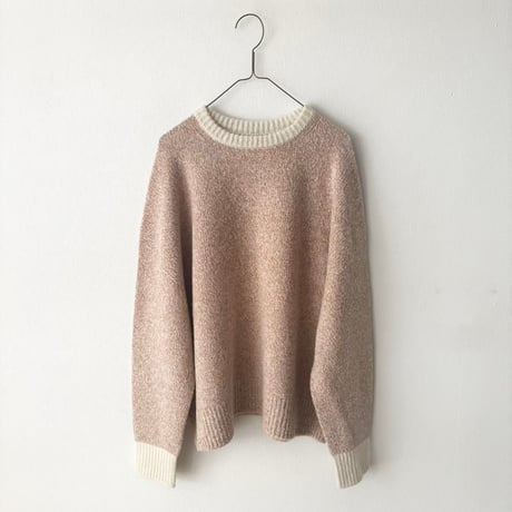 qiri　wool cashmere mix color crewneck knit・light mix