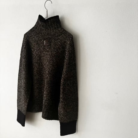 qiri　wool cashmere mix color turtleneck knit・dark mix