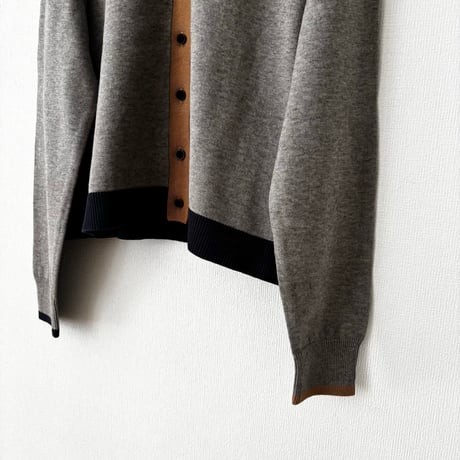 atelier naruse  cotton wool V neck cardigan・gray(multi color)