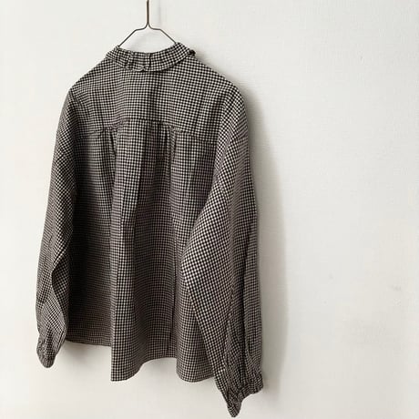 Hands of creation 80/-強撚クラシック バイオスラブ タックフリルブラウス・ギンガムチェック