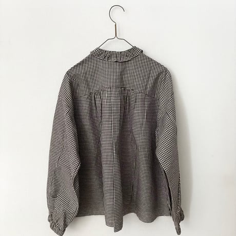 Hands of creation 80/-強撚クラシック バイオスラブ タックフリルブラウス・ギンガムチェック