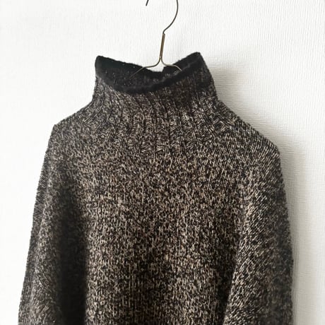 qiri　wool cashmere mix color turtleneck knit・dark mix