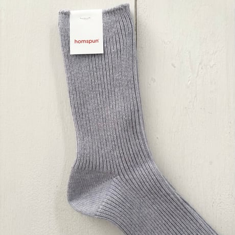 homspun 綿コーマ 糸起毛リブソックス