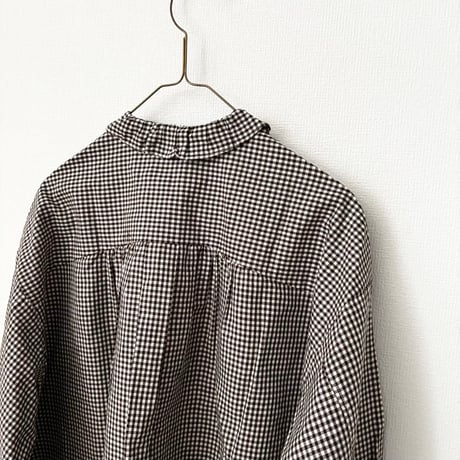 Hands of creation 80/-強撚クラシック バイオスラブ タックフリルブラウス・ギンガムチェック