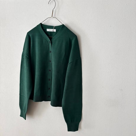 atelier naruse  cotton wool V neck cardigan・moss green