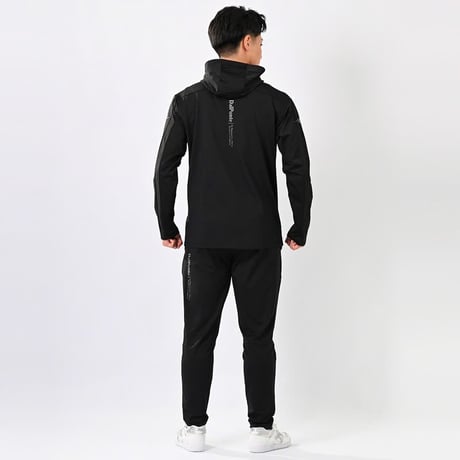 DALPONTE 裏起毛ウォームジップフーディ+ウォームパンツ上下セットBLACK+BLACK