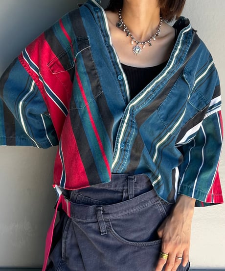 remake frill colorful half shirt