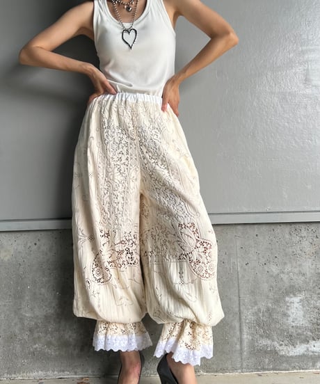remake vintage lace jogger pants A