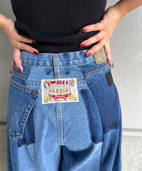 remake wide volume diffarence denim pants A