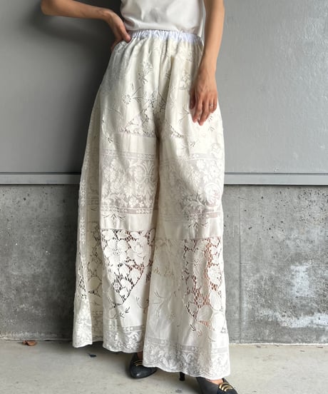 remake vintage lace wide pants B