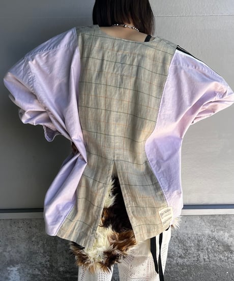 remake shirt tailored no collar jacket