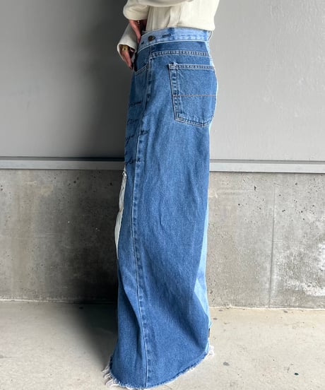 remake wide volume diffarence denim pants B