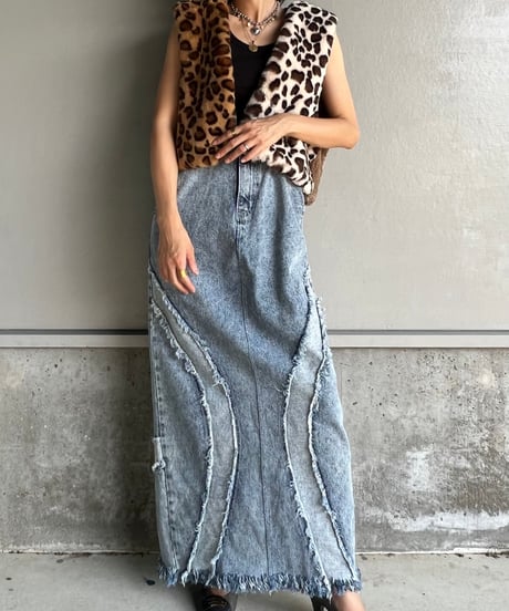 remake denim long skirt