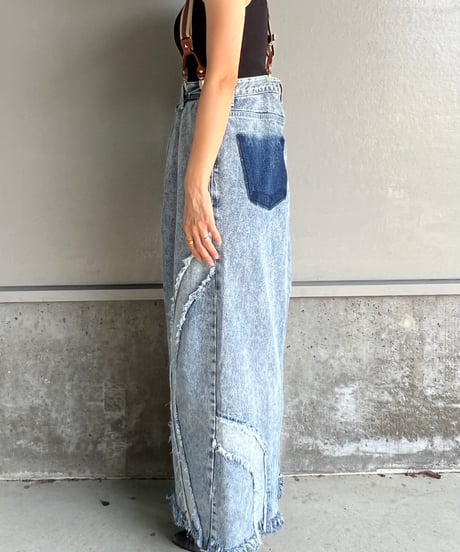 remake denim long skirt